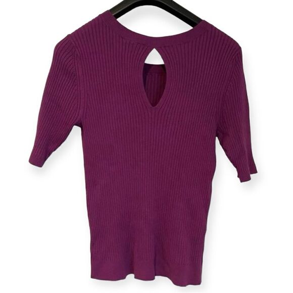 Lane Bryant Purple Ribbed Short Sleeve Keyhole Shirt Size 18/20 - Picture 2 of 4